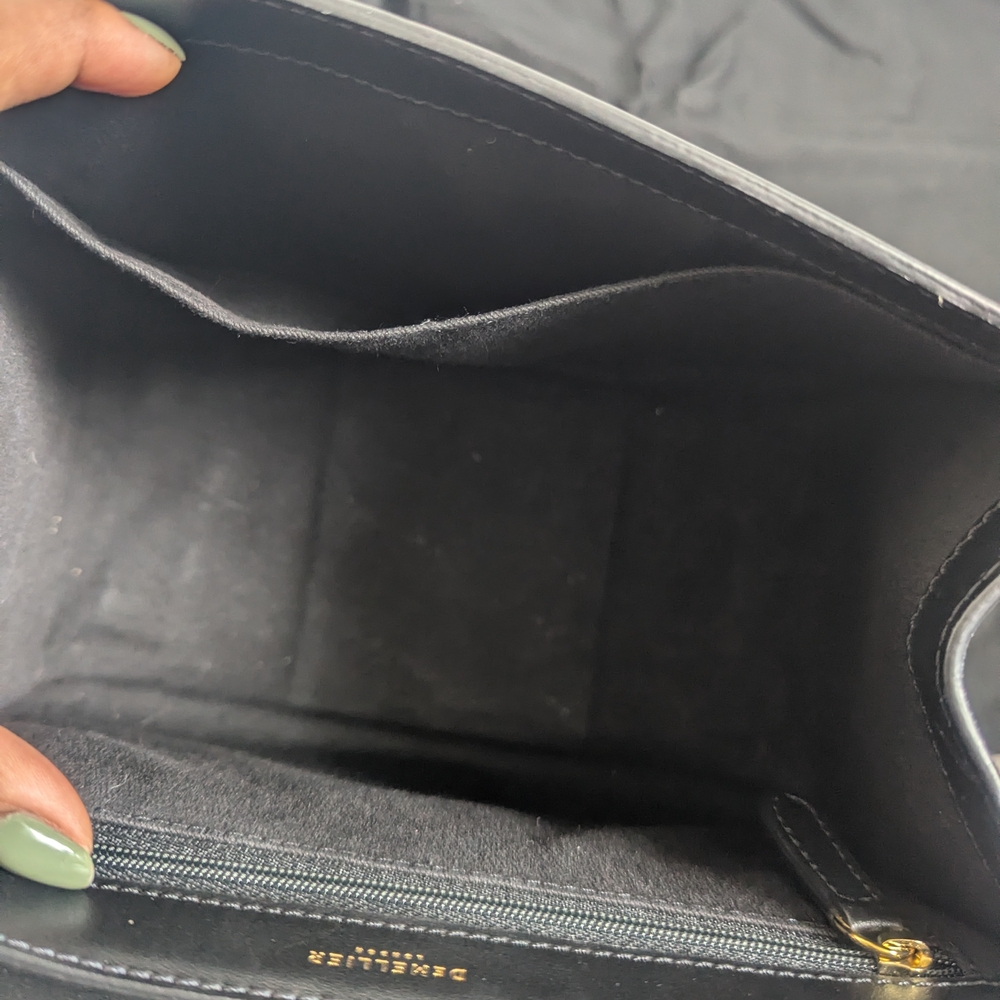 DeMellier Midi Montreal Black Leather Top Handle Bag with Gold Hardware - Picture 12 of 16